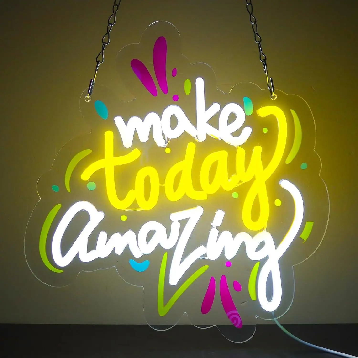 

Make Today Amazing Neon Sign USB Dimmable LED Light for Wall Decor Cafe Studio Shop Inspirational Quote Art Decoration Gifts