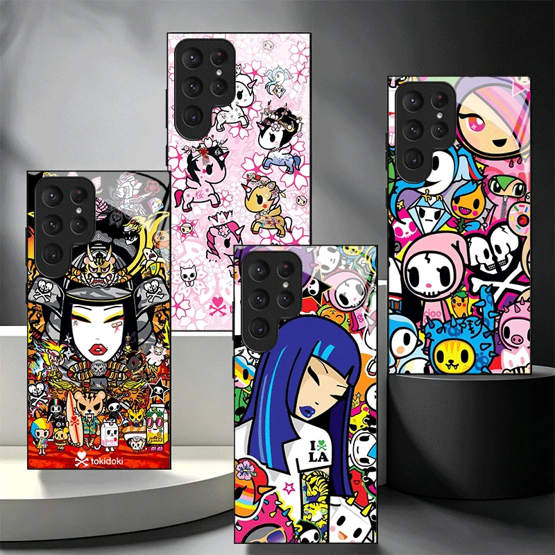 Image of Japan T-Tokidokis Kunstglas-Handyhülle für Samsung Galaxy S26 S25 S24 S23 Ultra Edge S22 S21 Plus S20 FE Stoßfeste Schutzhülle