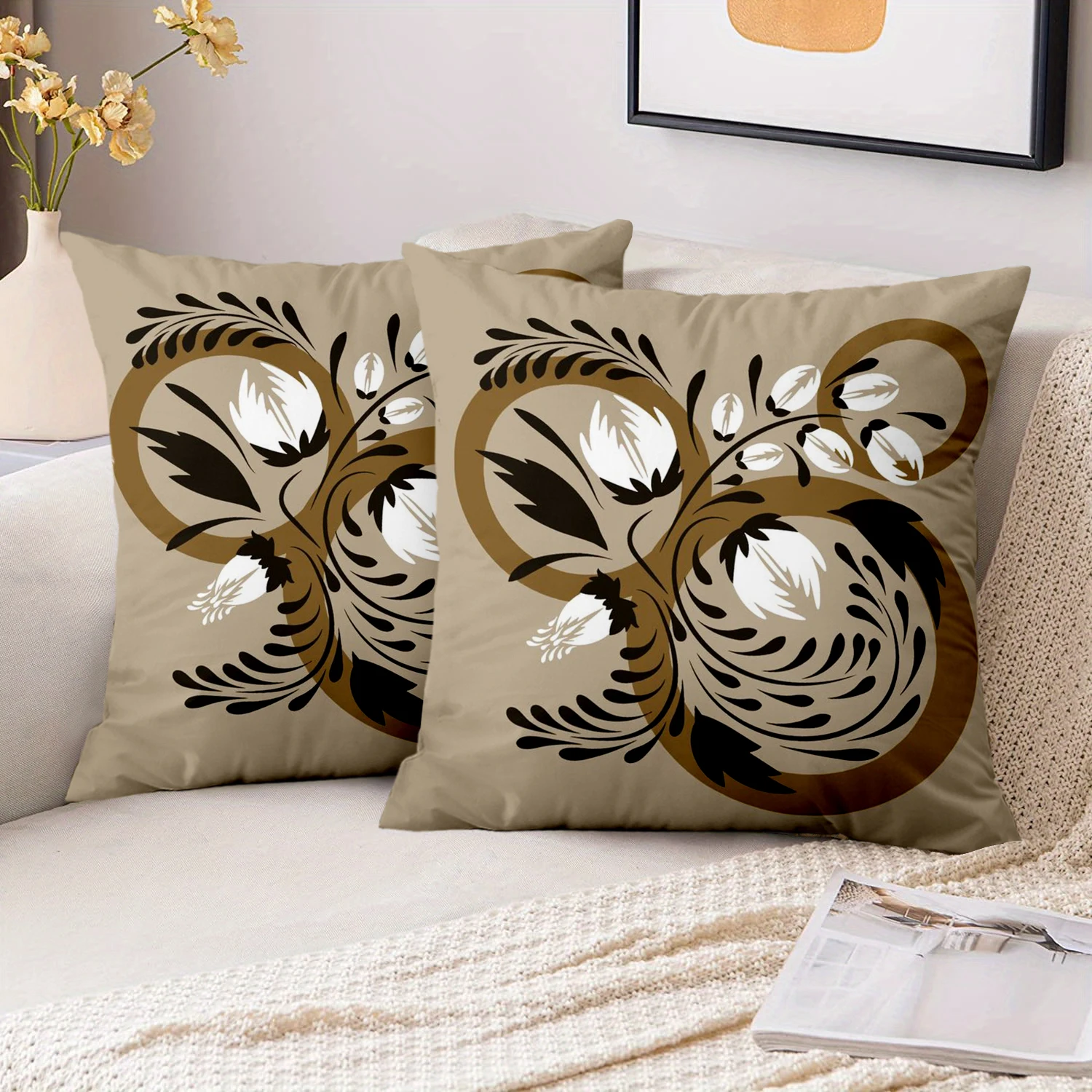 1 Pieces Boho Floral Print Farmhouse Throw Pillow Covers Pattern Cushion Cover Suitable for Sofa Bedroom Car Pillow Cover