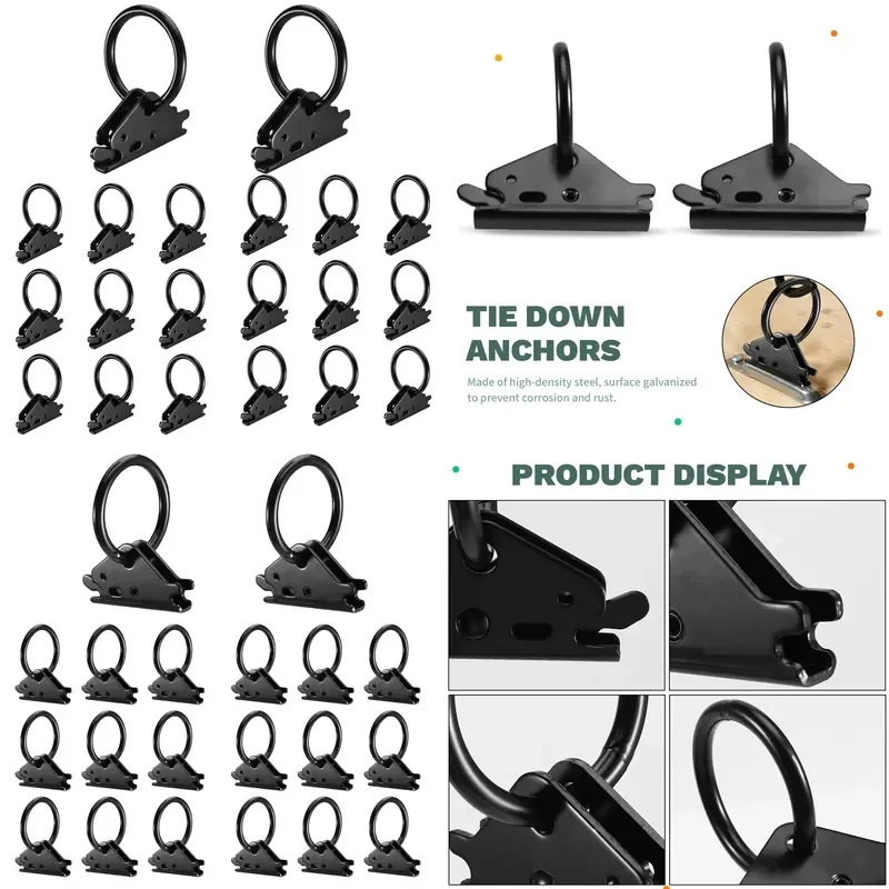 20Pcs E Track Tie Down Anchors O Rings For Trailers Trucks Flatbed Cargo Fixing Accessories