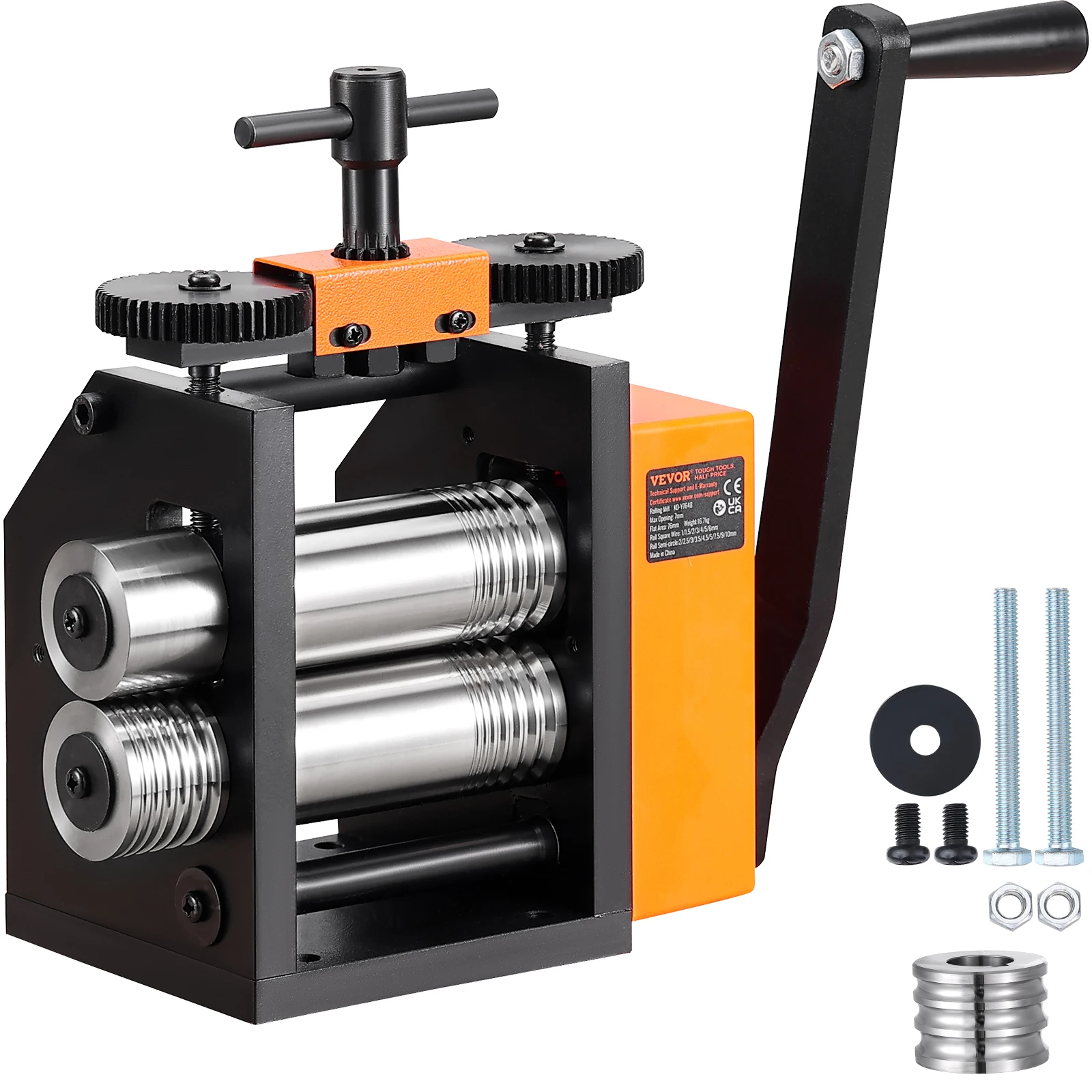 VEVOR Rolling Mill, 75 mm Jewelry Rolling Mill, 1: 2 Gear Ratio, 3-in-1 Multi-function Rolling Mill, 0.03-6.5mm Press Thickness