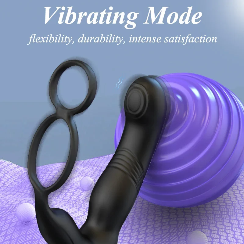 Plug anal telescópico vibratório para homens Vibrador anal com anel do galo Massageador de próstata masculino Brinquedos sexuais para adultos gays