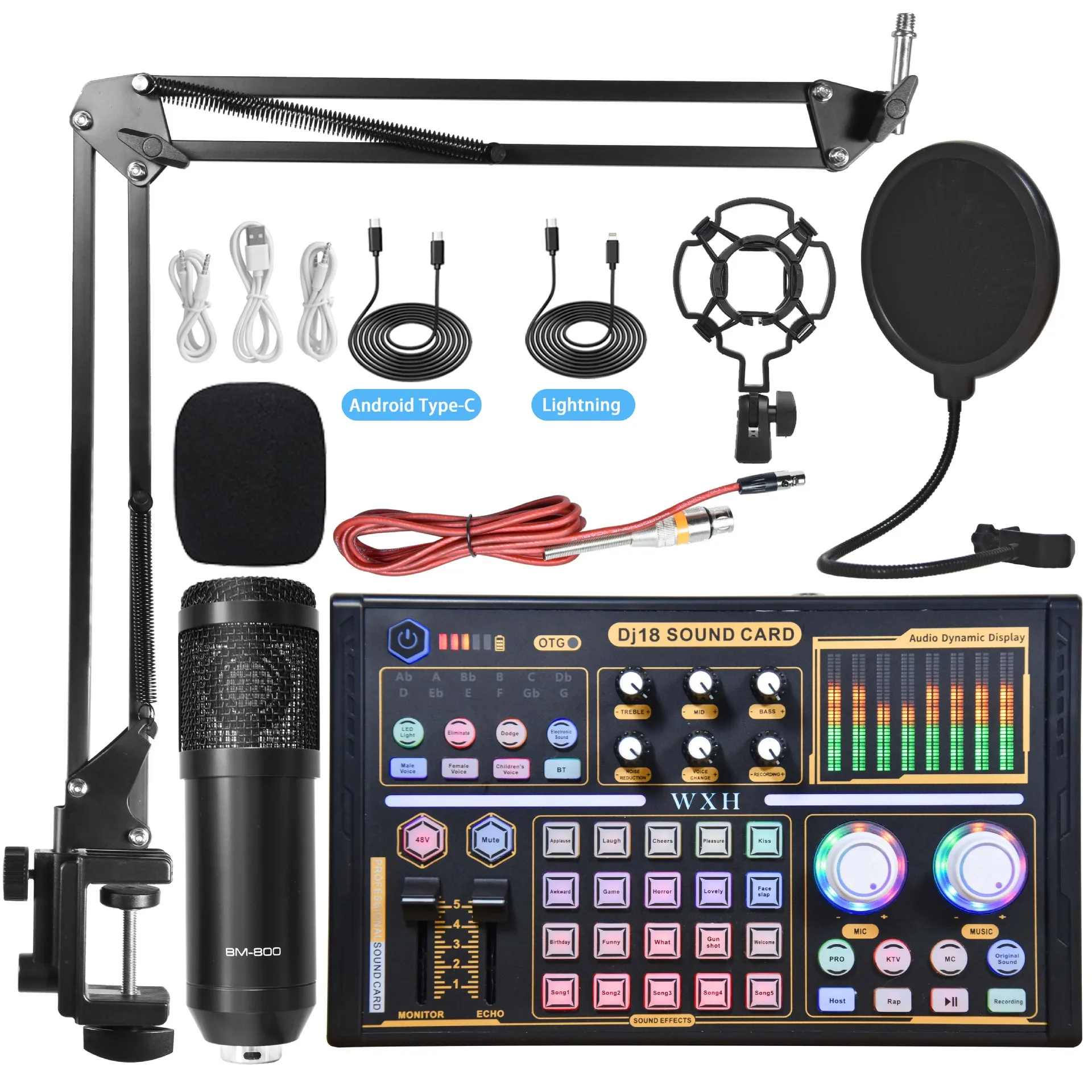 Professional Dj18 Sound Card Set BM800 Mic Recording Studio Condenser Microphone for Karaoke Podcast for Studio Recording Good