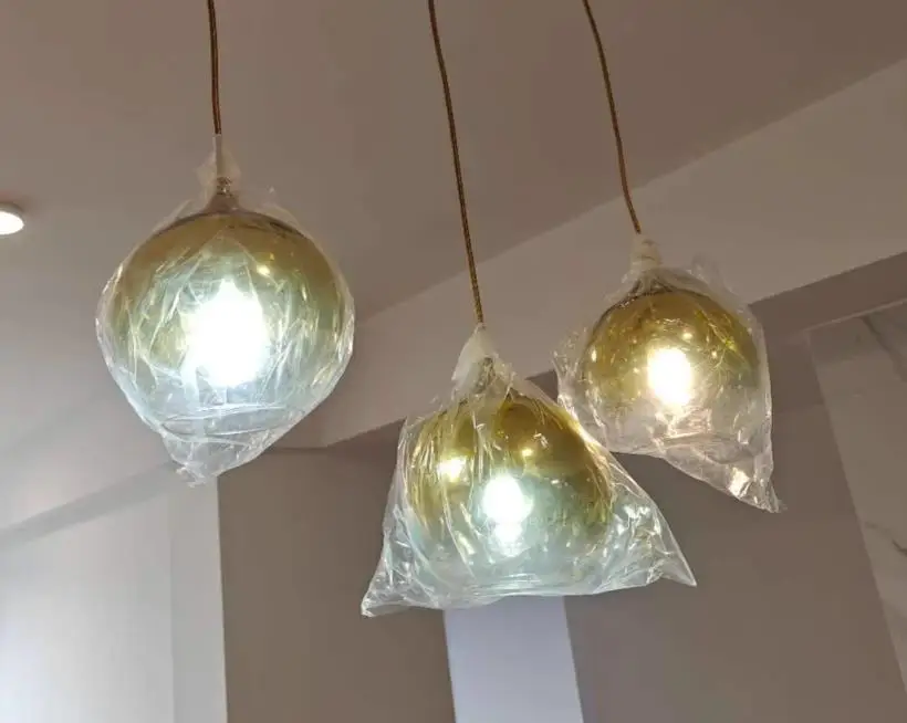 

Nordic Postmodern Ball Chandelier Simple Bedroom Bedside Creative Bar Restaurant Light Luxury Color Gradient Glass Lamp