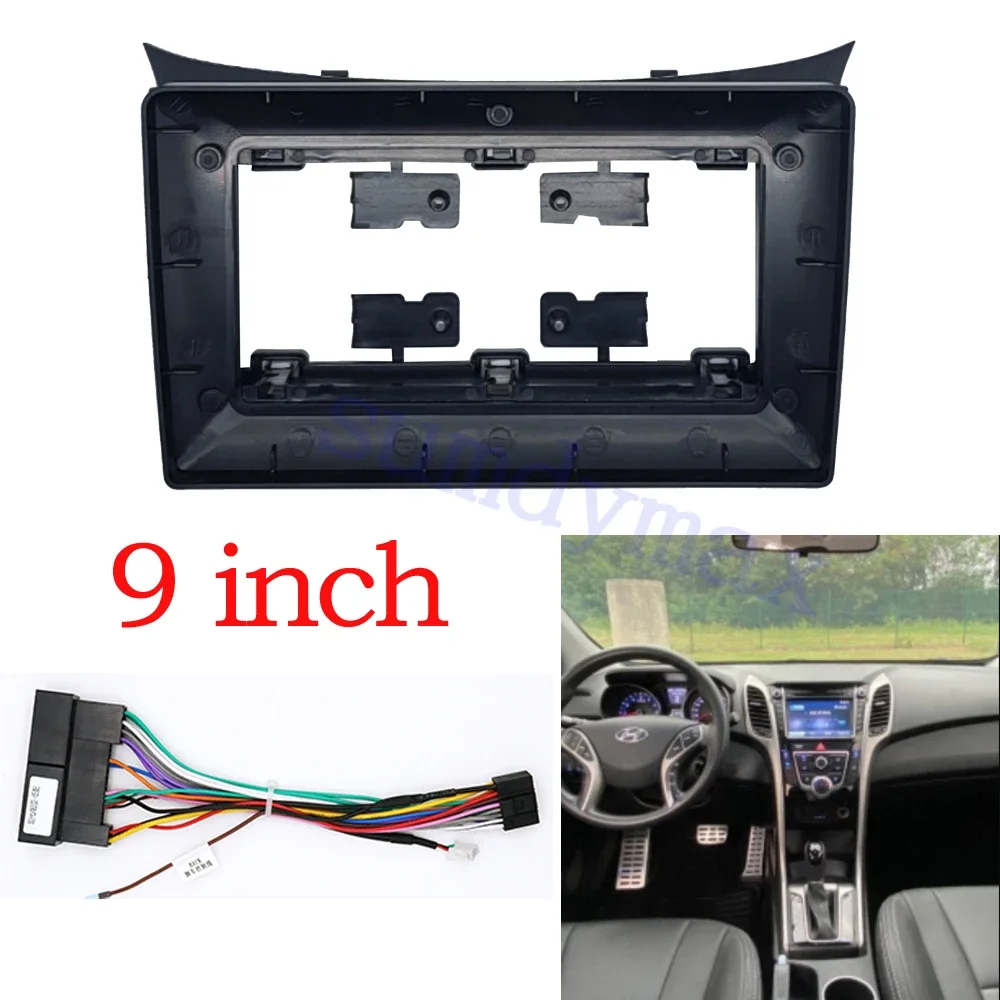 

9 "2din автомобильная рамка для радиоприемника, кабель для Hyundai i30 2012-2016, Android, автомобильная панель, экран, комплект, лицевая панель, рамка