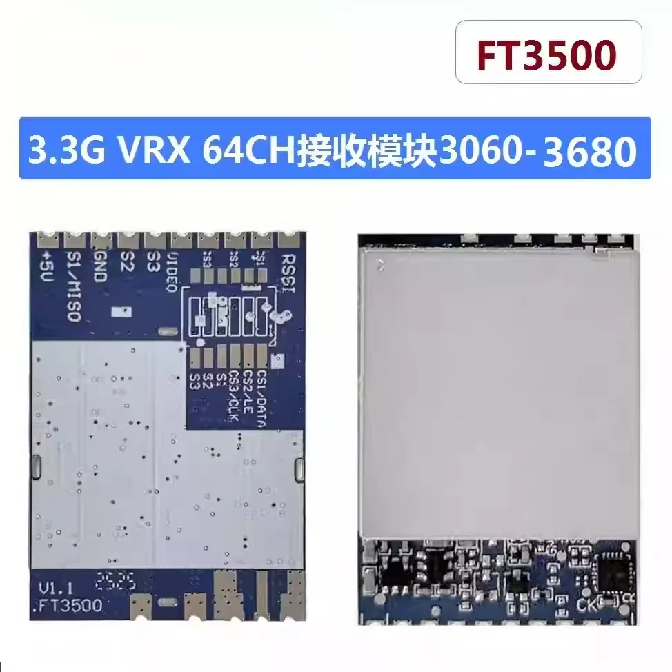 

In Stock 3.3G VRX 64CH FT3500 Wireless Analog Image Transmission and Reception Module 3060-3500MHz for FPV Drone