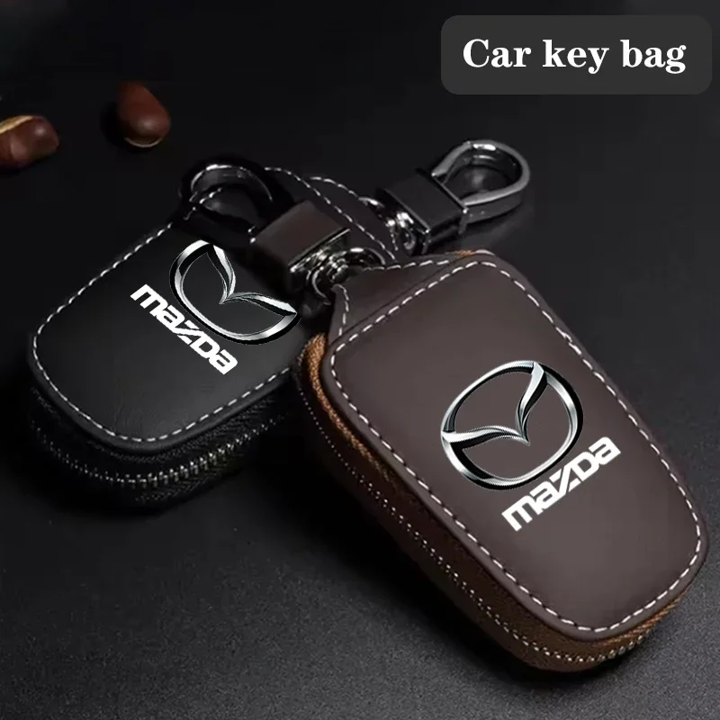 

Leather Car Key Case Wallet Holder for Mazda 3 6 CX5 CX30 Axela Atenza Skyactiv MS RX8 2 5 CX9 BT50 Car Accessories