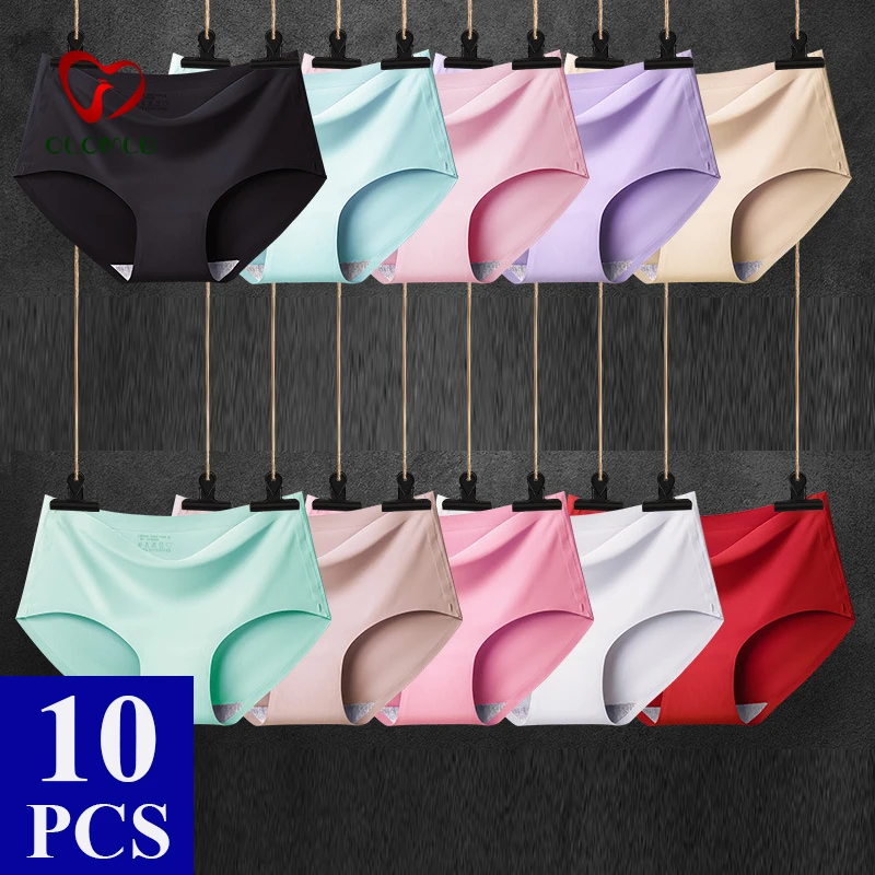 

10 Pcs Seamless Panties Women Sexy Panties Briefs Ice Silk Underwear Women Tanga Women Sexy Lingerie String Femme Bragas Stringi