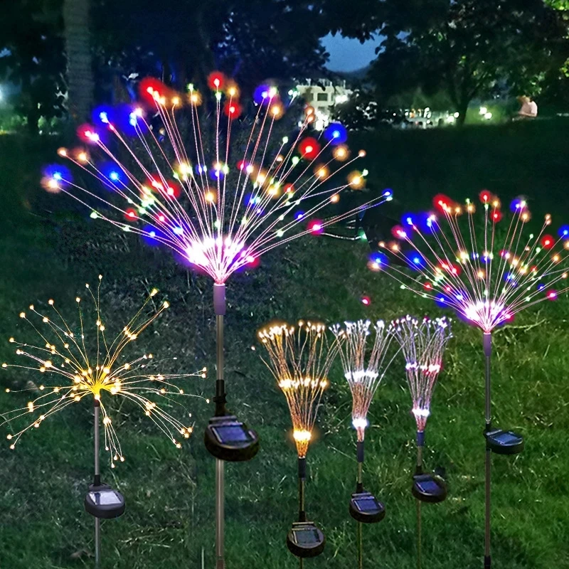 

90/120/150LED Solar Lights Outdoor Fireworks Lights IP65 Waterproof Fairy Lights Street Garland Christmas Decoration Home Garden