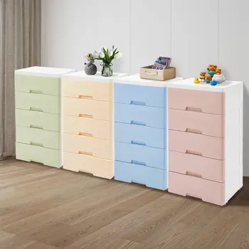 43.5*29*80公分 PP材質抽屜櫃,粉紅色/黃色/藍色/綠色,長方形儲物櫃,5個抽屜,落地式,適用於臥室 8 最佳銷售 小梳妝台 - №1