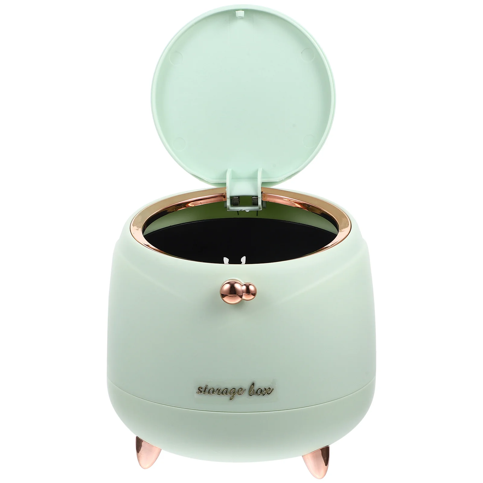 

Mini Trash Can Desktop Plastic Garbage Bin Lid for Home Office Bathroom Saving Green Compact Small Size