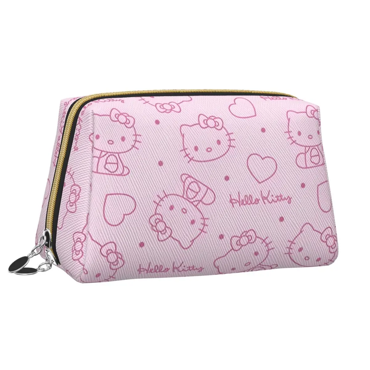 

Hello Kitty H Ead Collages Funny Cosmetic Bags Restroom Portable Makeup Bag Couples For Necessaries Pu Leather Storage Organizer