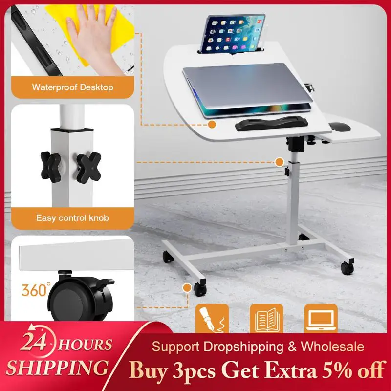 Laptop Table Computer Height-Adjustable And Tilting Office Desk With Tablet Slot PC Table With Wheels Sofa Table Side Table HWC