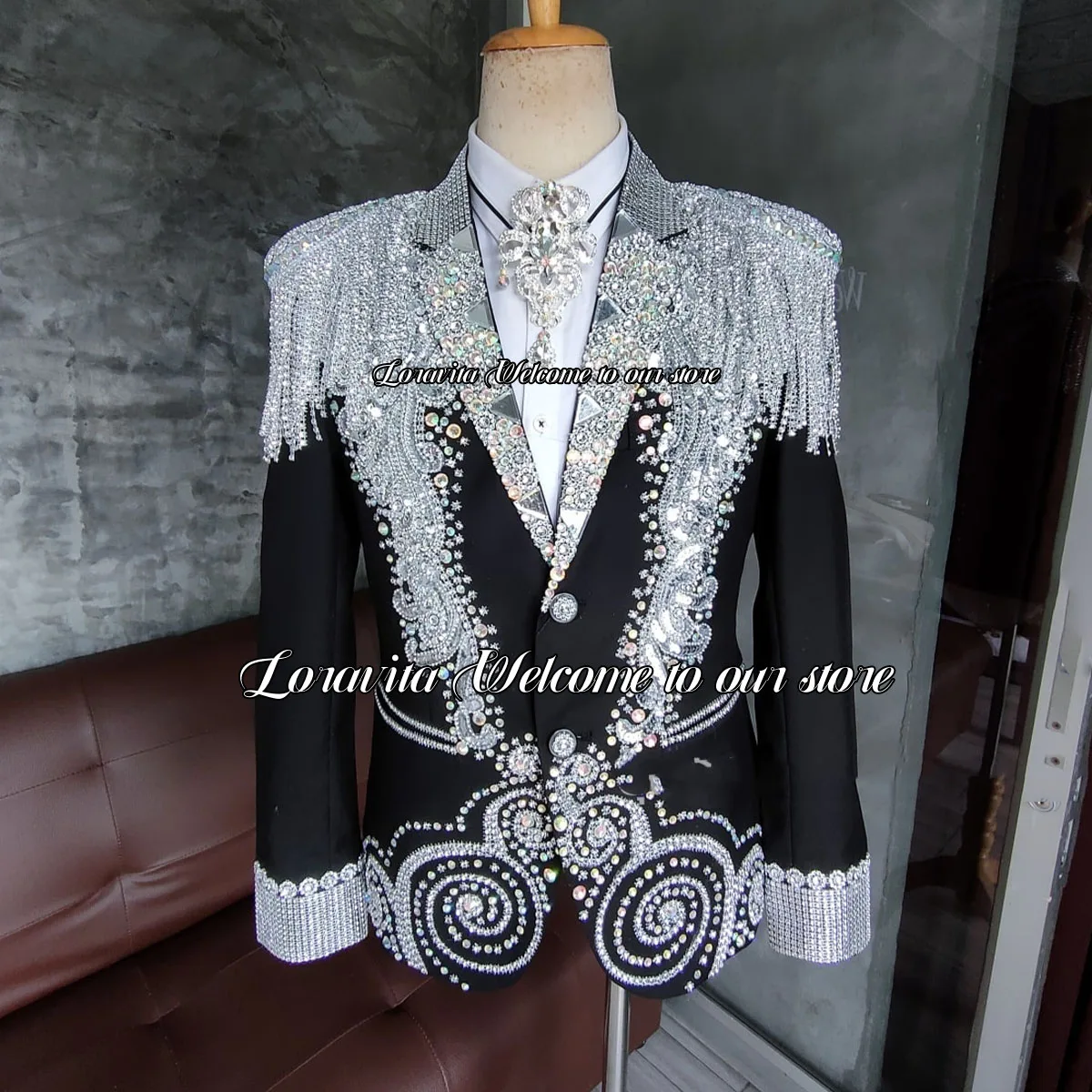 Luxus Kristalle Männer Anzüge Für Hochzeit Sparkle Gem Bräutigam Smoking 2 Stück Sets Mode Männlichen Prom Blazer Slim Fit Kostüm Homme