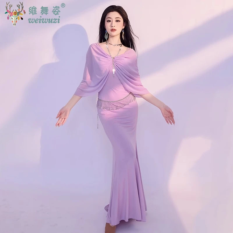 

Belly Dance Practice Off Shoulder Dresses for Women Comfortable Breathable Dress Adult Oriental Dancing Performance Clothing