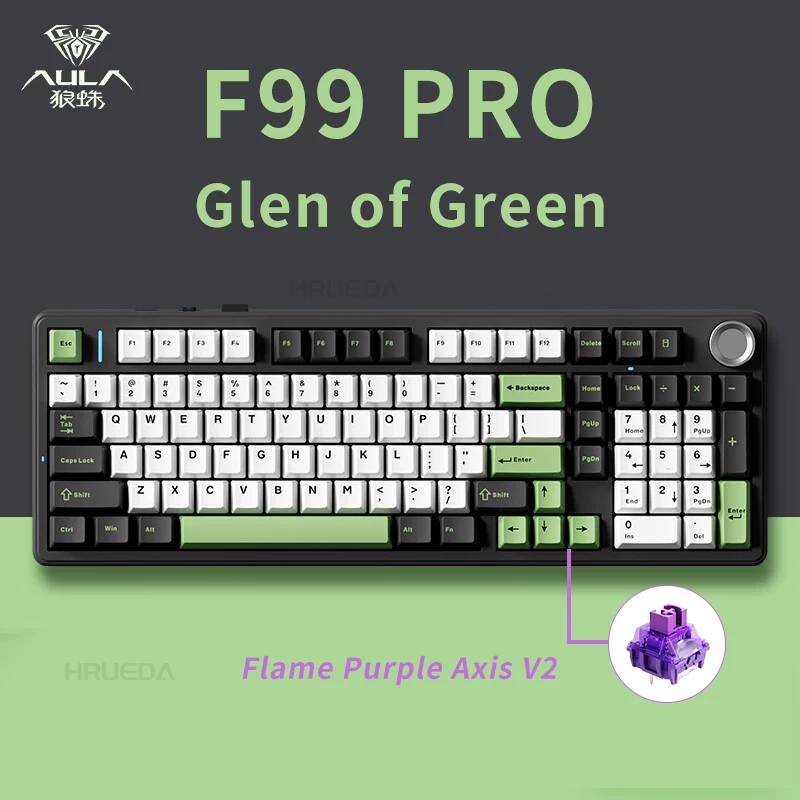 Aula F99 Pro Mechanical Keyboard Wireless 3mode 8000mah Long Battery Life 98keys Customized Gaming Keyboard Laptop Accessories