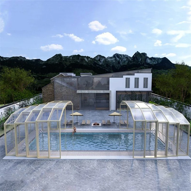 Techo retráctil sobre el suelo, gabinetes para Patio, cubiertas para piscina al aire libre, telescópico, personalizado, para el sol