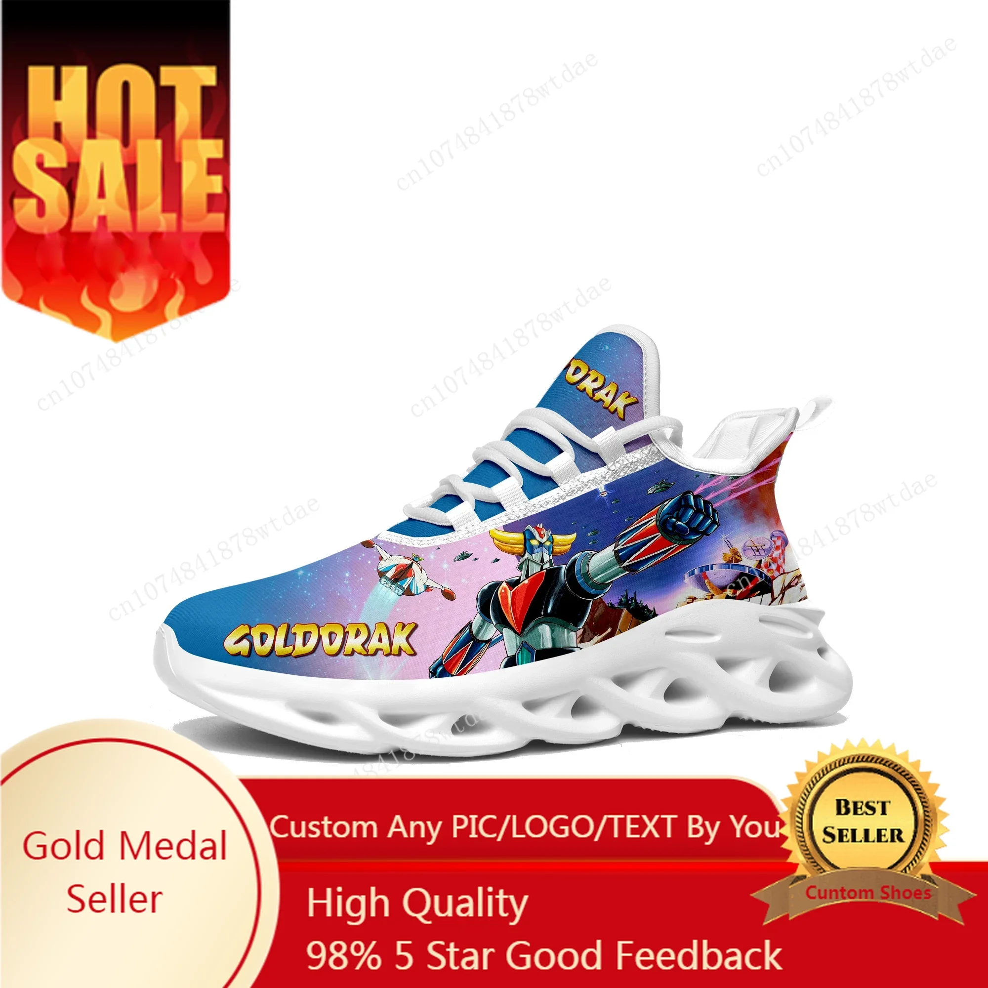 UFO Robot Goldrake Grendizer Flats Sneakers Mens Womens Teenager Sports Running Shoes High Quality Custom Lace Up Mesh Footwear