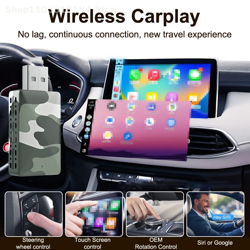 

2 In 1 Wireless CarPlay AI Mini Box Android Auto Box Adapter Plug & Play Connection Wired To Wireless Universal For 99% OEM Cars