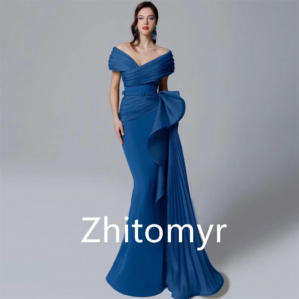 Customized Fashion High Quality Off-the-shoulder Mermaid Quinceanera Dresses Shirred Floor length Skirts s Evening robe soiree