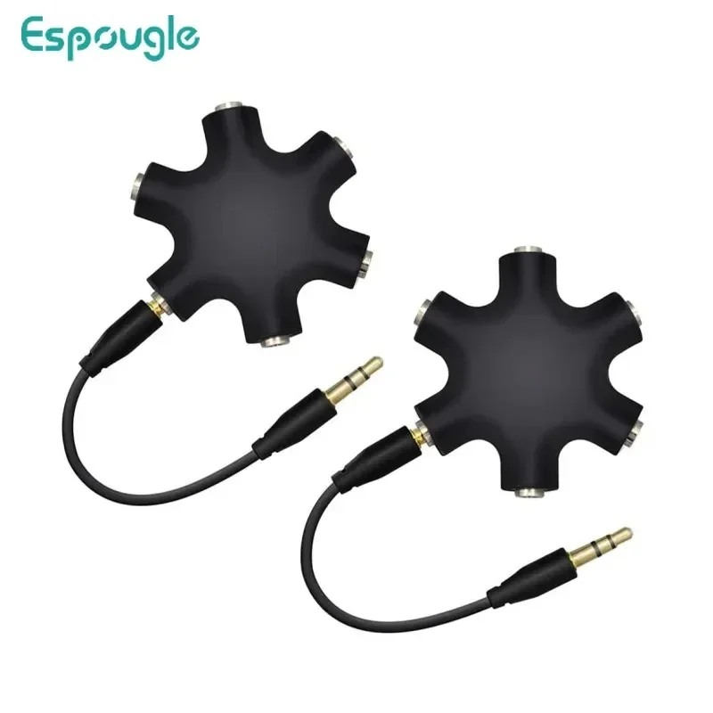 100pcs 5-Way Multi Port Aux Music Sound Output Converter 3.5mm 1 Male to 5 Female Audio Stereo Cable