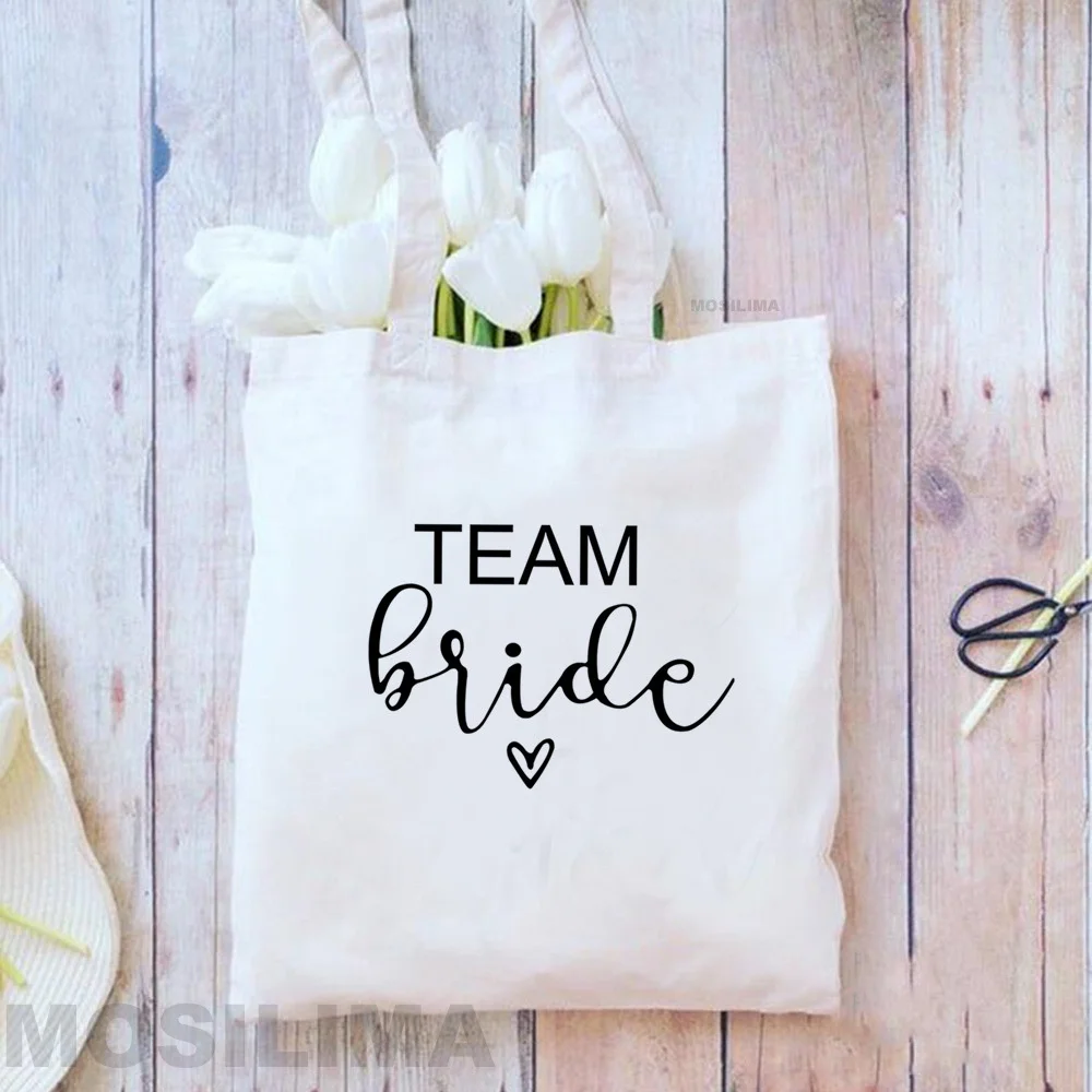 Team Bride Printing Fashion Shoulder Bags Canvas Tote Shopping Bags Bags Bachelorette Wedding Bridal Party Beg 35*40CM H006