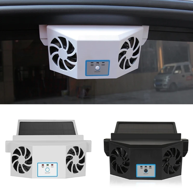 

Auto Interior Cooling Fan Air Circulation Fan 4500RPM Solar Charging Ventilation Fan Double Head Air Exhaust Radiator