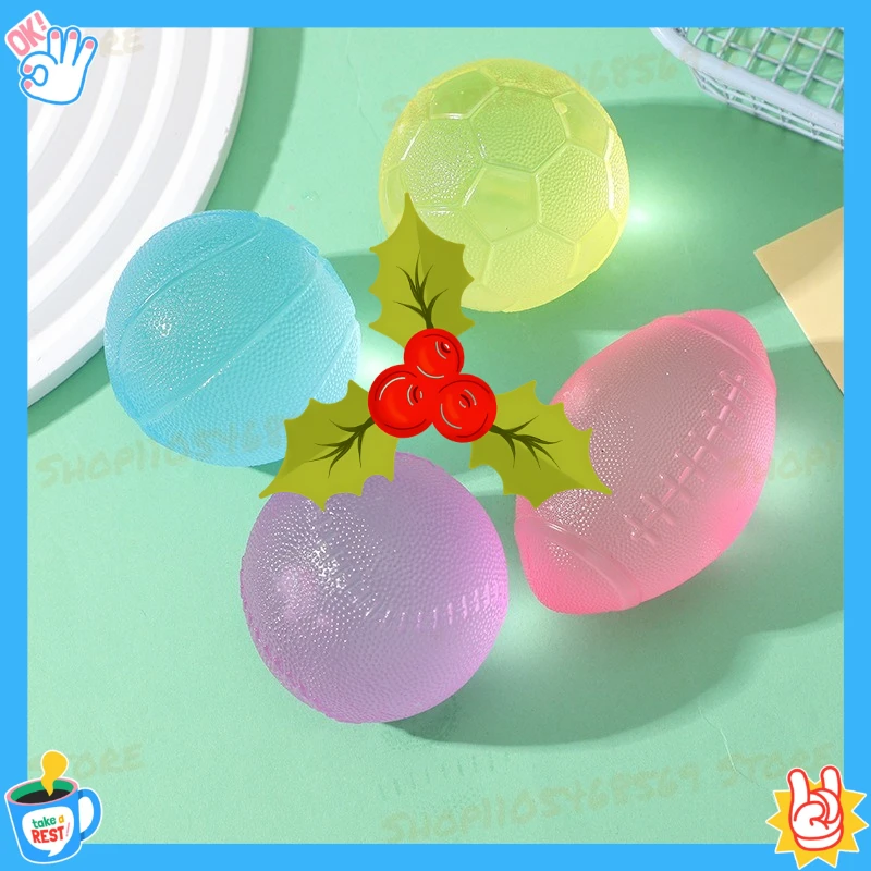 

Party Gift Maltose Solid Color Four Balls Pinch Music Football Basketball Stress Relief Toys Entertainment Suitable For Students