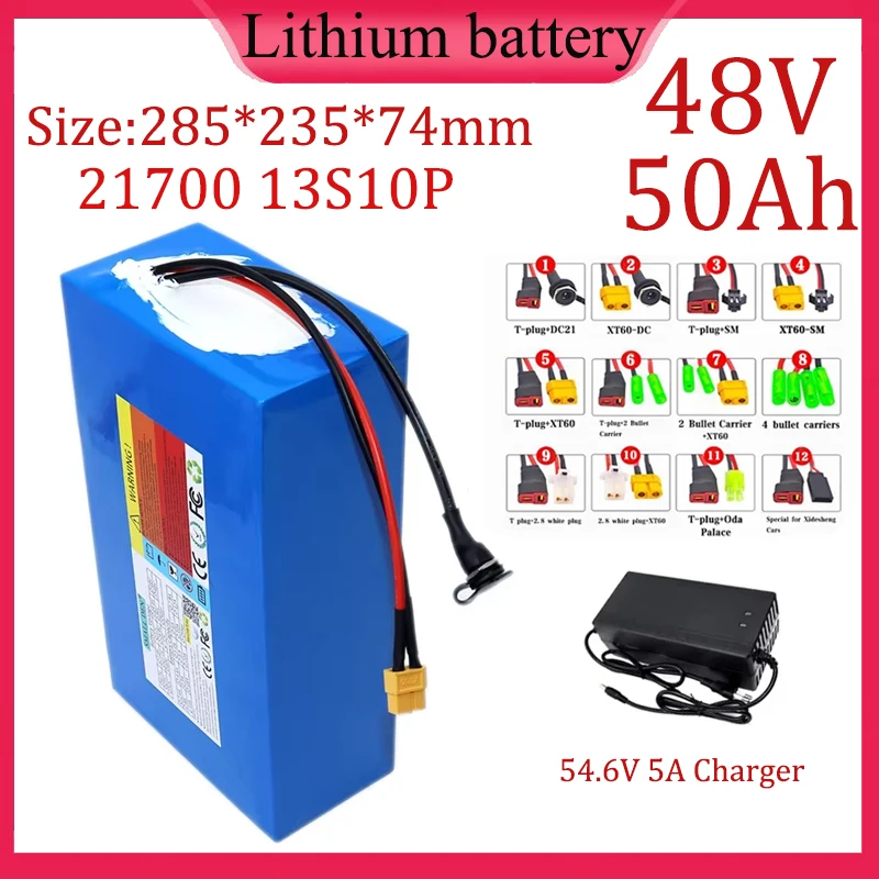 48V 50Ah 21700 13S10P lithium battery pack built-in 50A BMS for 50000mAh High Capacity electric motor power tools spare Battery