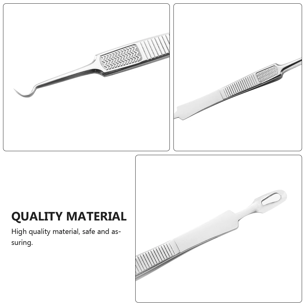 

3pcs Bent Acne Clip Blackhead Removal Tool Kit Stainless Steel Tweezers Facial Skincare Pimple Extractor Wide Ring