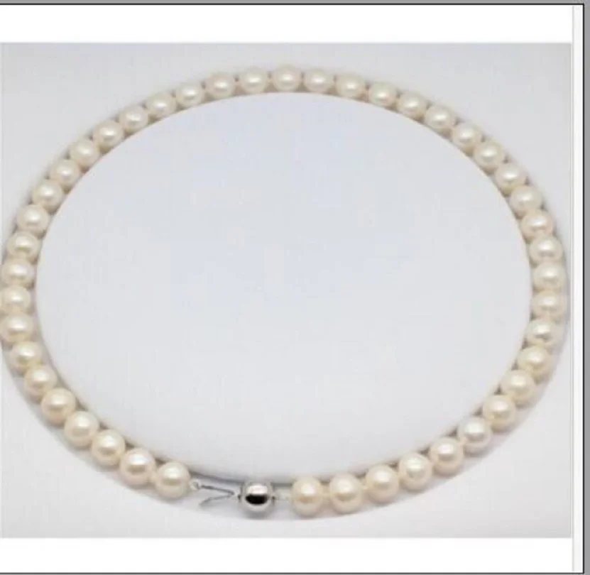 Precioso collar de perlas blancas redondas AAA del Mar del Sur de China, 10-11mm, 18 ", 925s-