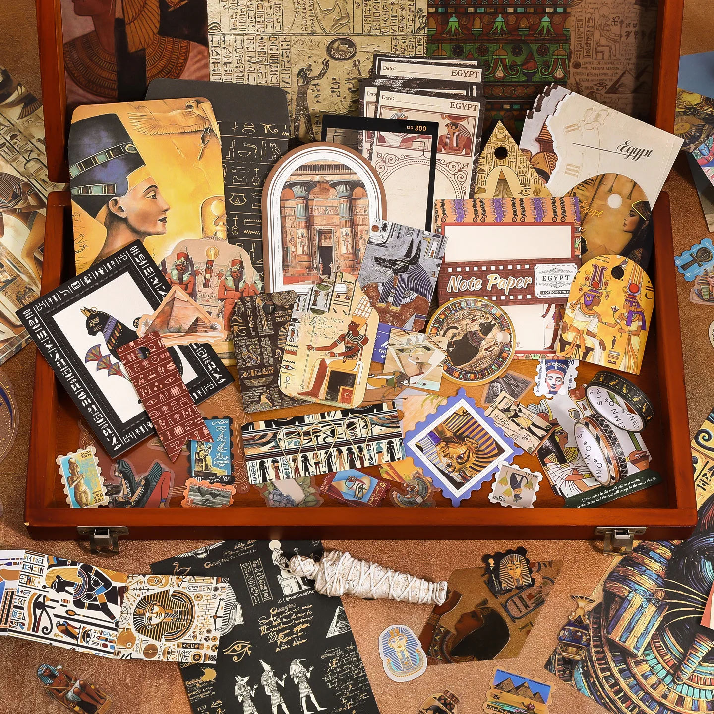 

157 Pcs/box Vintage Warm Season Series Retro Egyptian Style Landscape Material Gift Box Creative Junk Journal Collage Stationery