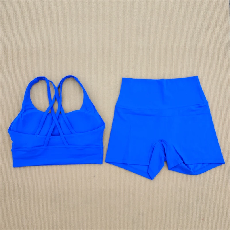 Yoga Roupas Femininas Ginásio Suit 2 Set Shorts Leggings + Sutiã Underwear Suit Correndo Exercício Fitness Wear Elástico Macio Respirável