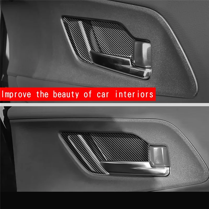 Car Carbon Fiber Black Inner Door Handle Cover for Toyota Prius 60 Series 2020-2023 Door Bowl Handle Trim Frame Sticker