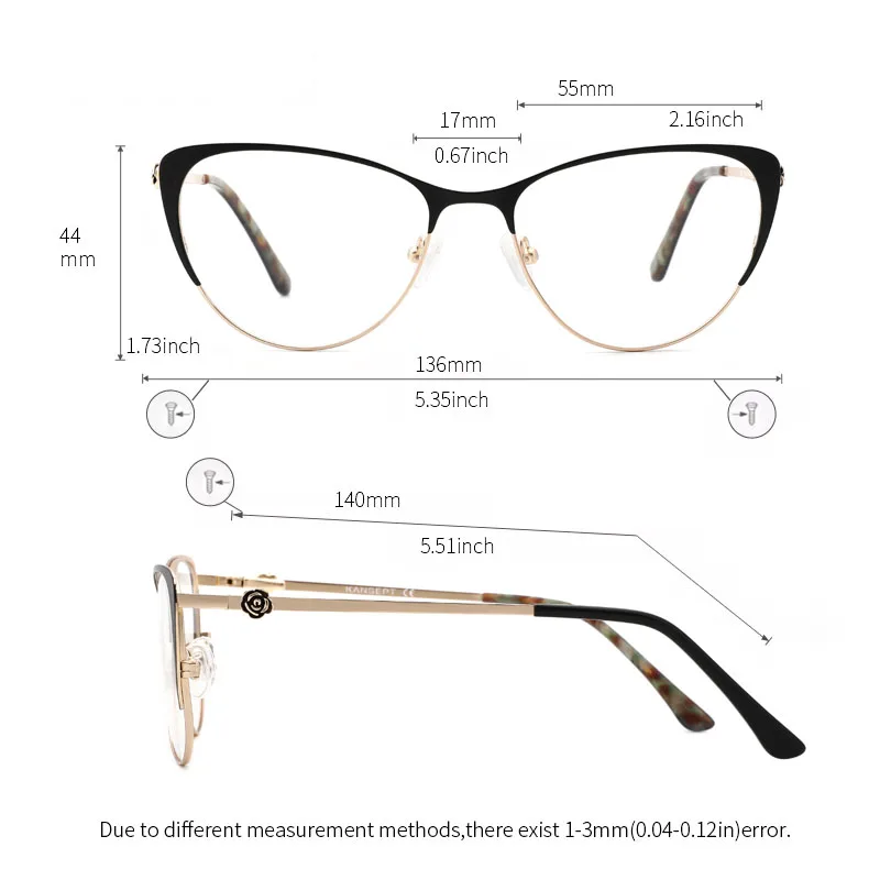 Metal Women Metal Glasses Frame Cat Eye Glasses Women Myopia Optical Clear Eyeglasses Frame Brand Designer Vintage for You #8045 - Image 3