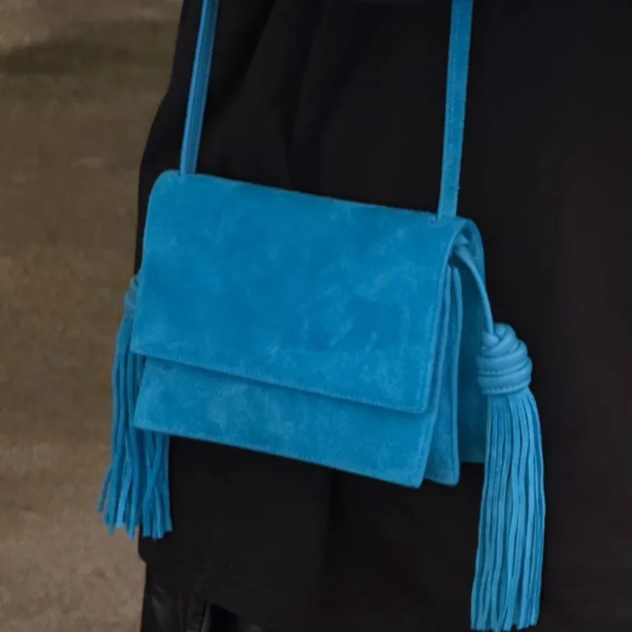 

FIRMRANCH Minimalist Style Crossbody Bag Top Layer Sheep Leather Square Shape Brushed Finish Shoulder Purse Simple Solid Color