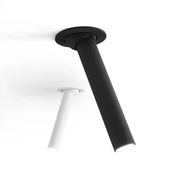 Long Tube Ceiling Recessed Led Point Lamp Angle Rotating Black / White  12w Ceiling Light For Kitchen Bedroom Tv Background Imag