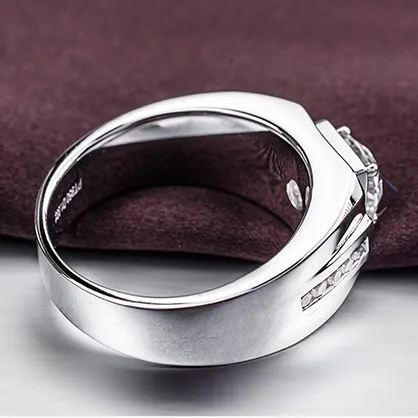 Men's 925 Silver Shining Zircon Ring, Wedding Engagement