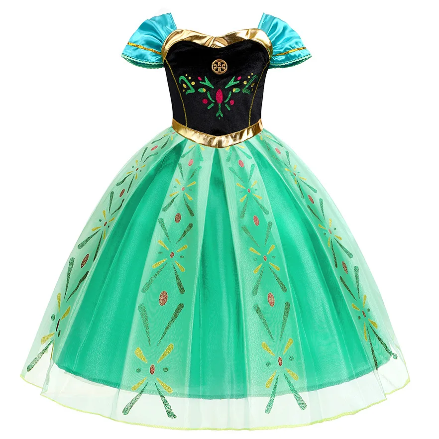 Snow Princess Anna Frozen Dress For Girls Luxury Tutu Dress Birthday Gift Party Cosplay Ball Gown Halloween Costume Dress Up