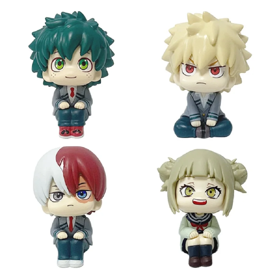 Q versão meu herói academia midoriya izuku katsuki mini figura anime periferia kawaii sentado brinquedo desktop carro ornamento modelo presente