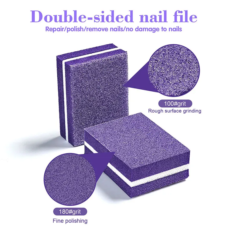 10/50pcs Mini Nails Art Buffer Sponge File Double-sided Nail Buffer Block 100/180 Grit Sanding Polishing Manicure Tools