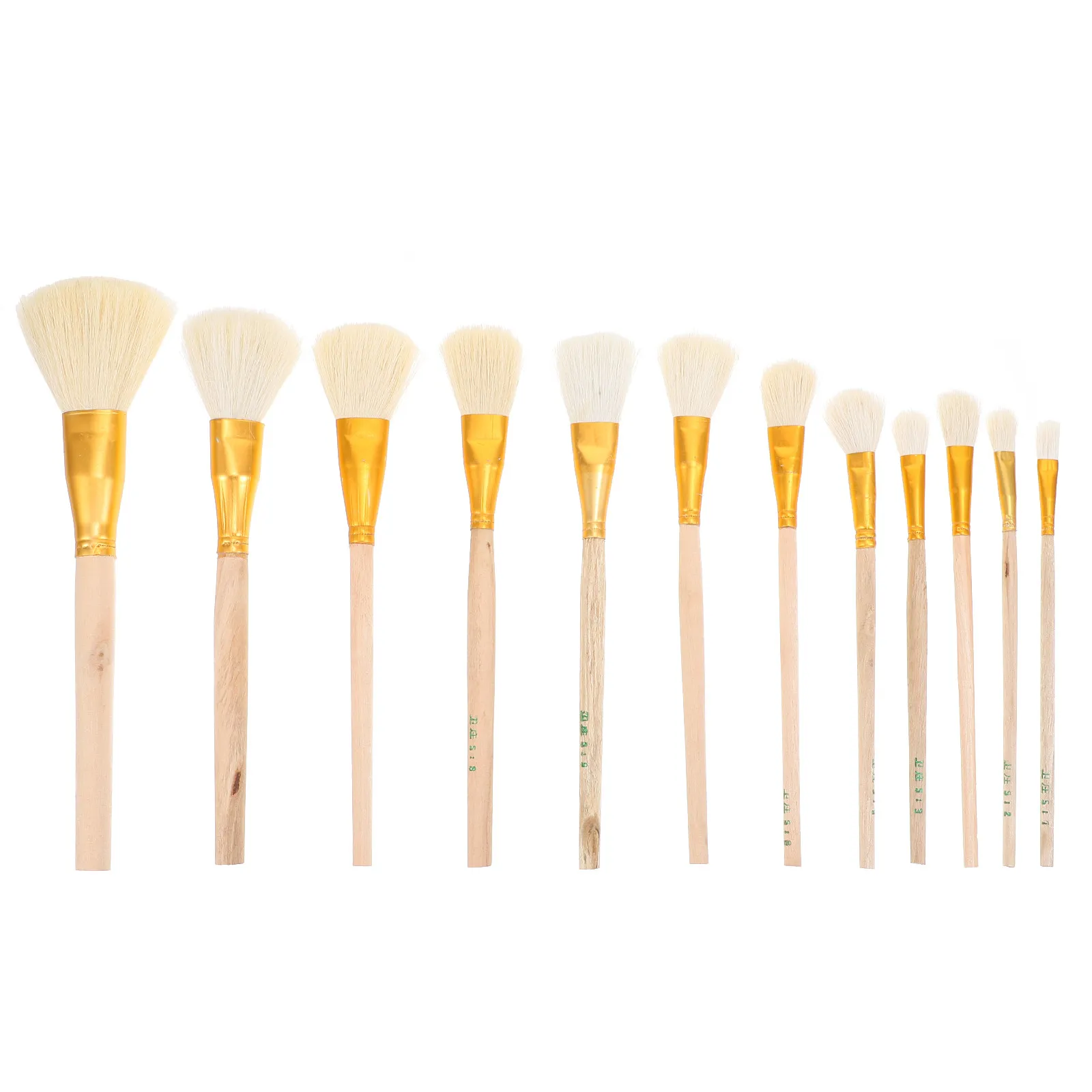 12Pcs Soft Head Template Brush Wool Bristle Painting Brush for Gilding Painting Stencil Lettering Chalk Wax Furniture Art Craft