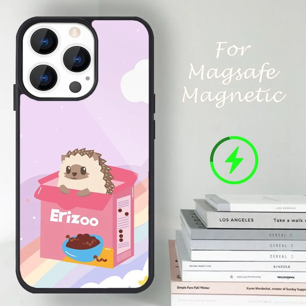 Cartoon Hedgehog Cute Phone Case For iPhone 14 13 12 11 15 Pro Max Magsafe Magnetic