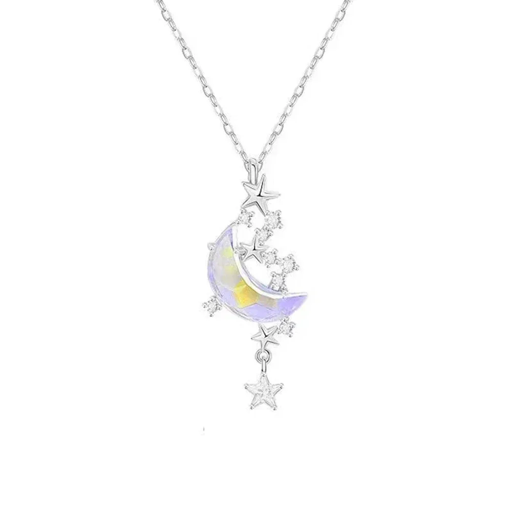 2024 New Discoloration Moon Star Chokers Necklace Korea Colorful Glazed Stone Pendant Necklaces For Women Fashion Jewelry Gifts