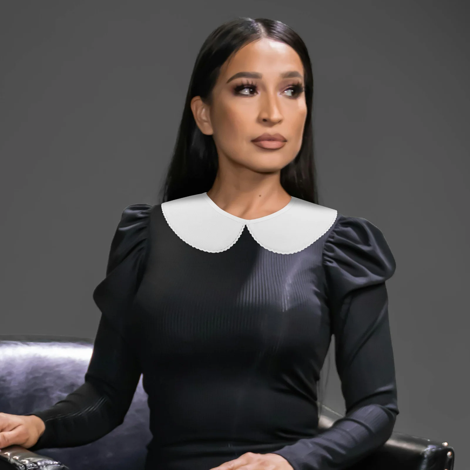 Faux col en dentelle de coton blanc pour femmes, chemise élégante détachable, chemisier à revers, faux col pour tenues de bureau, automne hiver