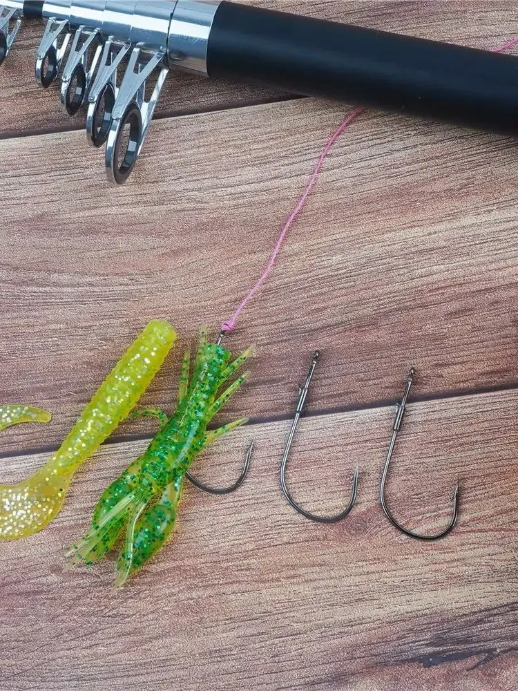9KM 10-20PCS Baitholder Wurm Haken Angeln High Carbon Stahl Haken für Bass Fishing Flipping Punching Pitching Texas Drop Shot Rig