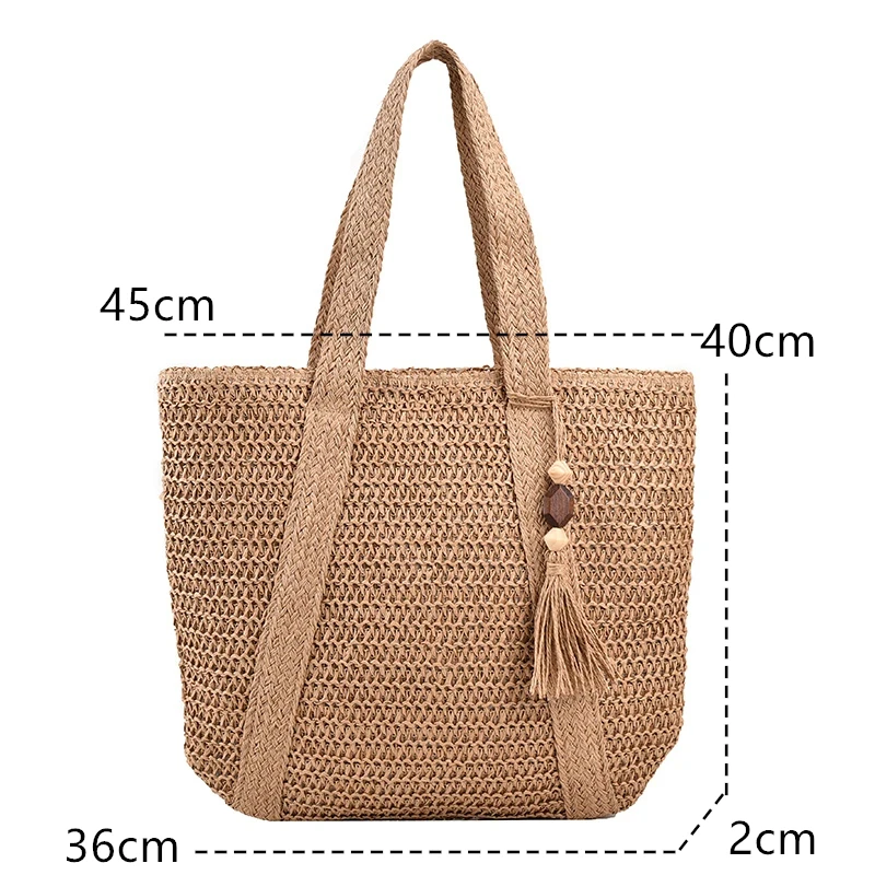 Borsa a tracolla femminile di Design della nappa della boemia della borsa della paglia della spiaggia di estate del Tote del tessuto di grande