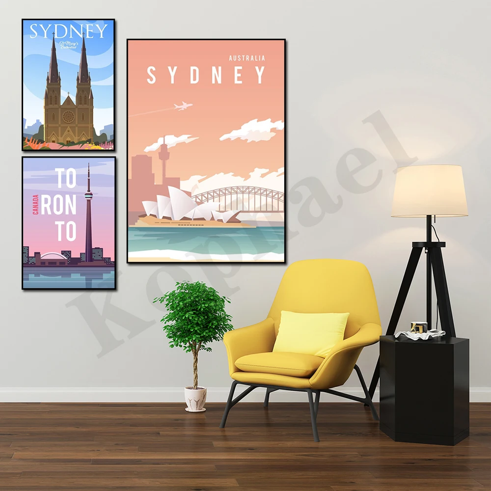 Tel Aviv Sydney Tanzania San Francisco South Africa Toronto St Petersburg Washington. City Travel Landscape Art Canvas Painting