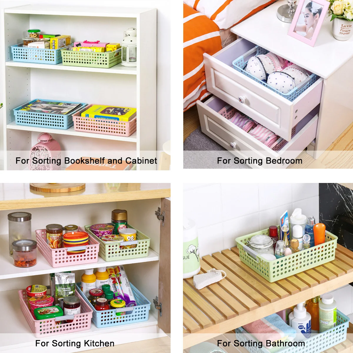 

3Pcs Hard Structure File Storage Box Easy Carry with Handheld Holes for Office Home Pink Green Blue Office Storage Basket