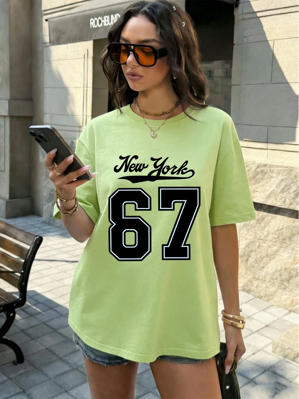 New York Numbers 27 Prints T-Shirts aus Baumwolle für Damen, Sommer-Oversize-Tops, weich, bequem, kurzärmelig, lässige T-Shirts mit O-Ausschnitt